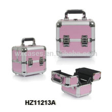 mini pink aluminum cosmetic case with 4 trays inside wholesales